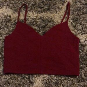 Dark red cropped tank top